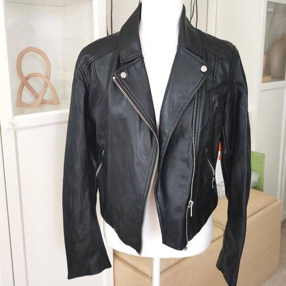 H&M Divided Faux Leather Motorcycle Jacket - Size 10 - Picture 1 of 4